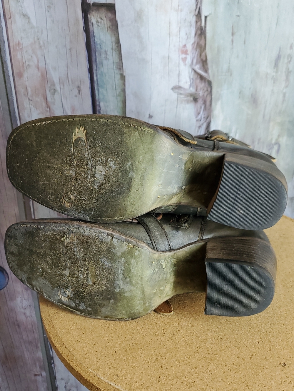 Freebird by Steven Olive Green Distressed Leather Strapped Ankle Boots - Picture 5 of 6